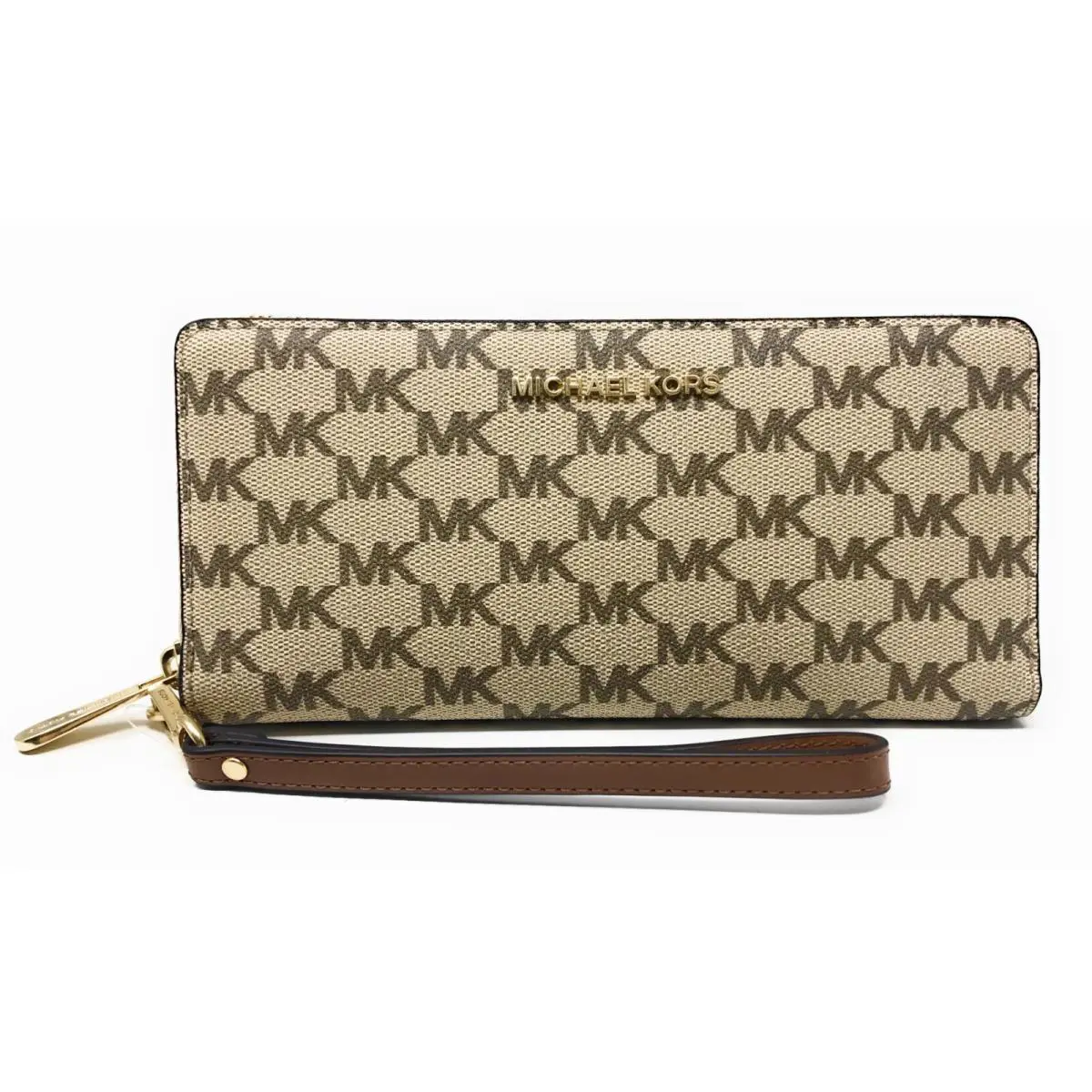 Michael Kors Jet Set Travel Zip Around Travel Wallet Natural / Luggage