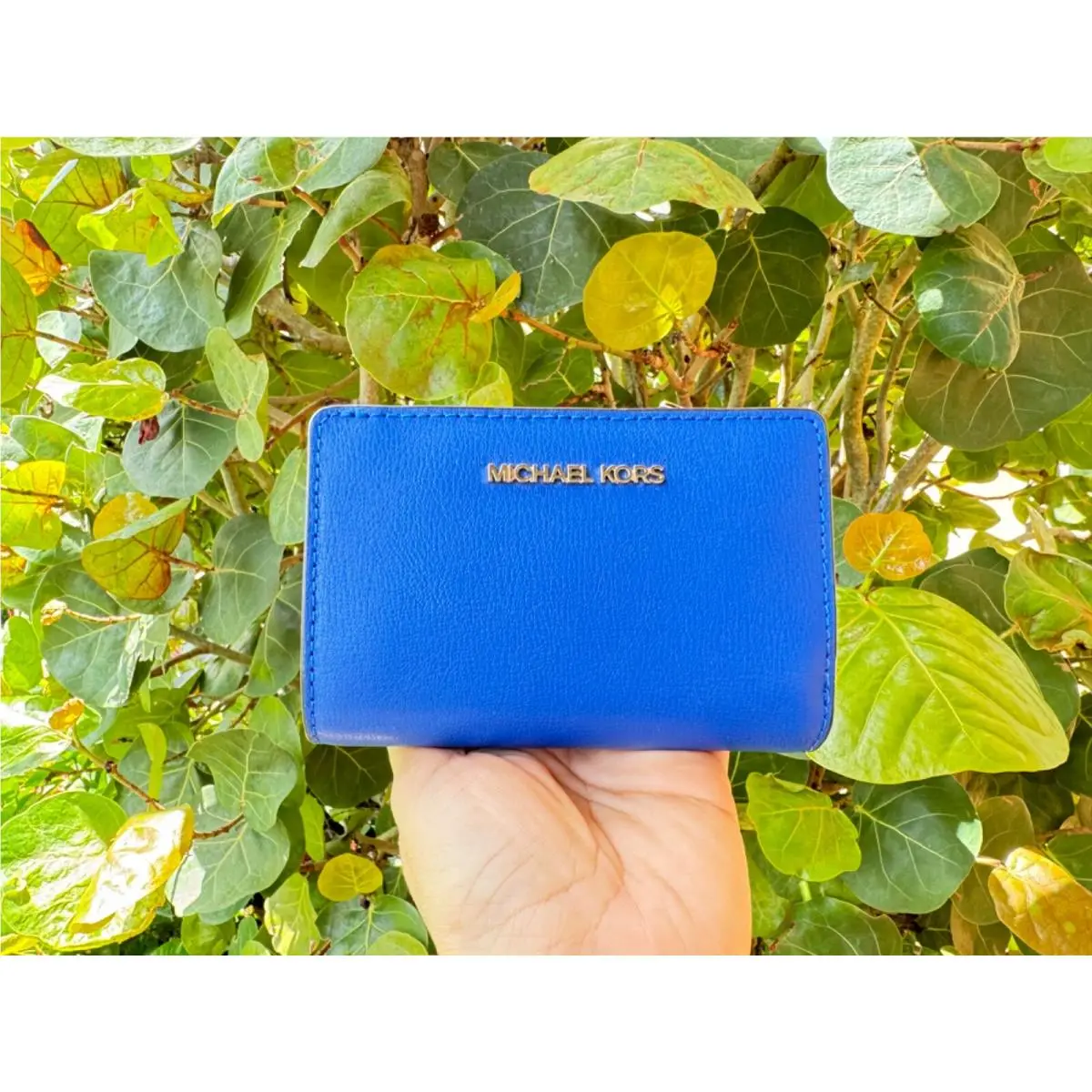 Michael Kors Jet Set Travel Medium Bifold Coin Zipper Wallet Electric Blue