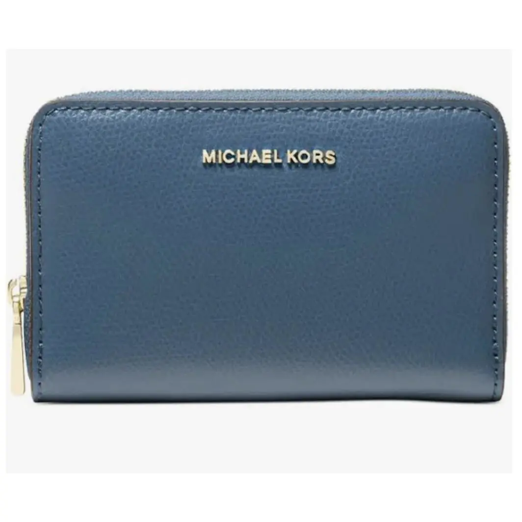 Michael Kors Jet Set Small Leather Zip Around Card Wallet Blue