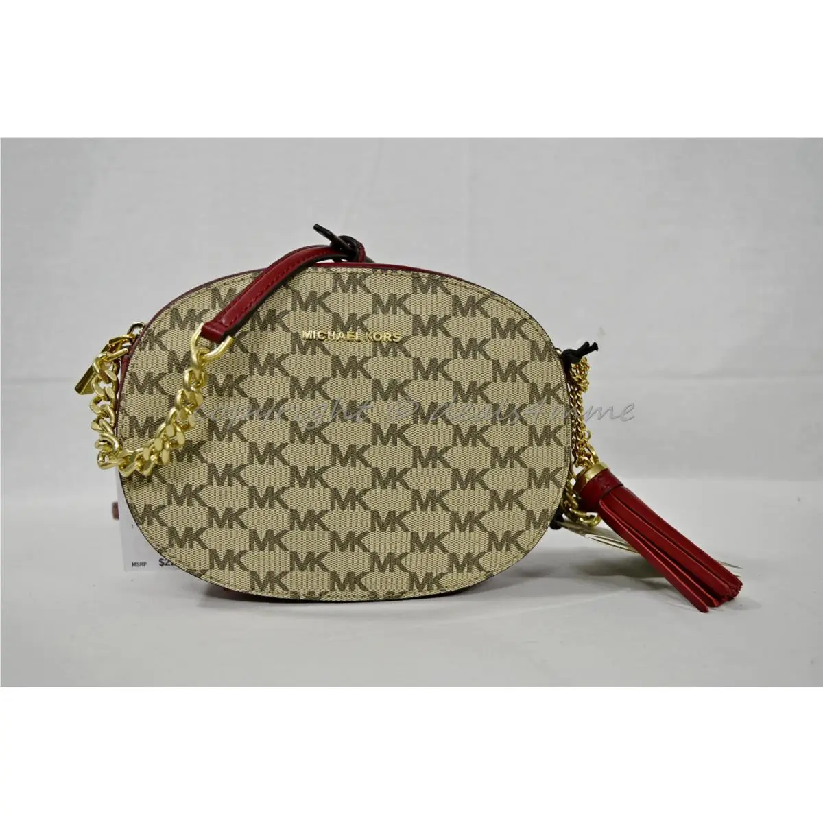 Ginny Medium Messenger/shoulder/crossbody Bag Natural / Cherry by Michael Kors