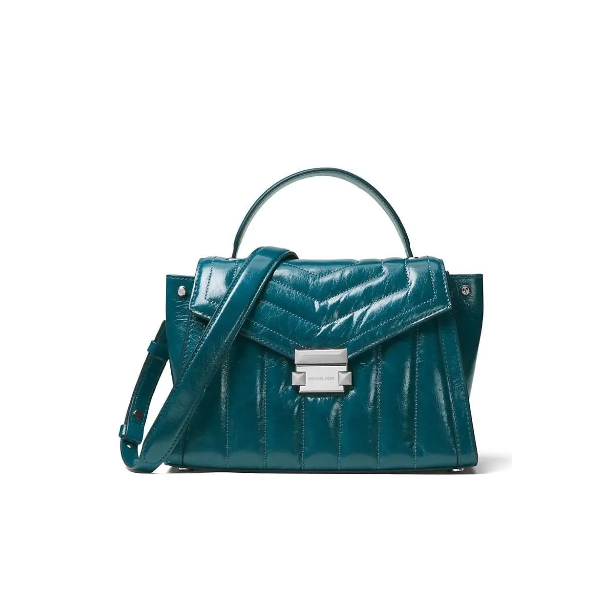 Michael Kors Whitney Medium Quilted Leather Satchel Color-teal