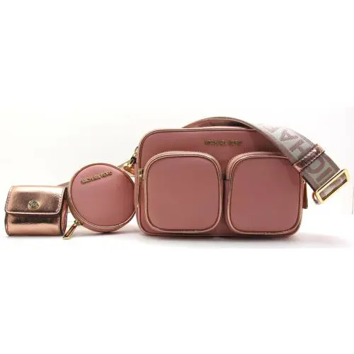 Michael Kors Jet Set Med Leather Shoulder Crossbody W/tech Attached Primrose