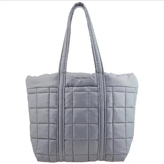 Michael Kors Stirling Small Quilted Padded Tote Bag Color Heather Gray