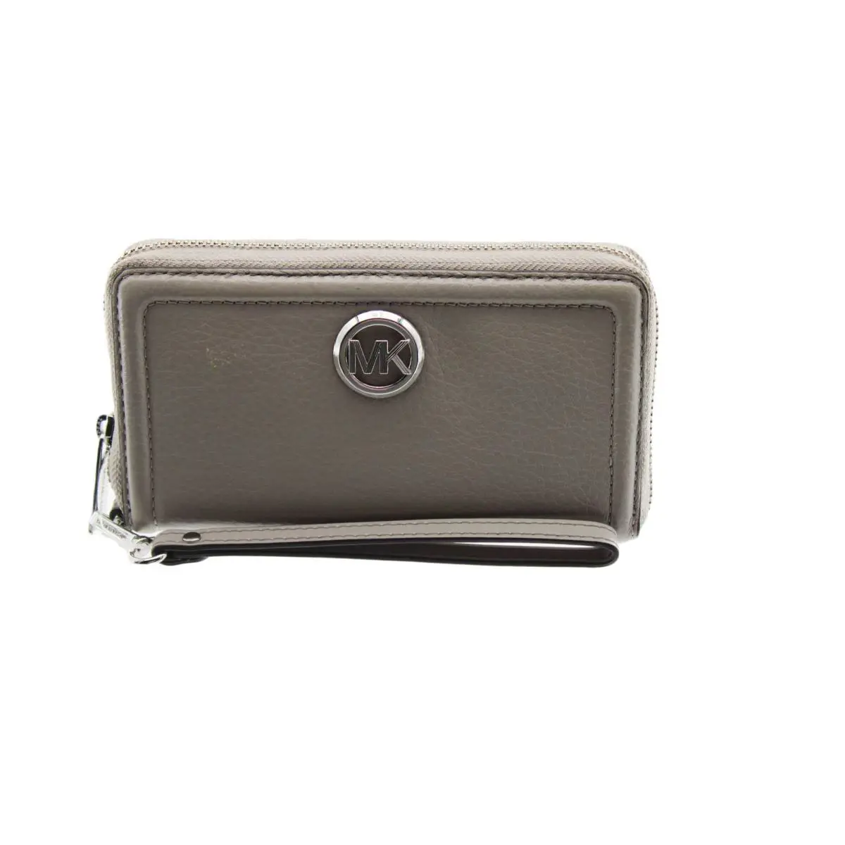 Michael Kors Fulton Large Flat Leather Phone Case Wristlet Pearl Grey - Pearl Grey