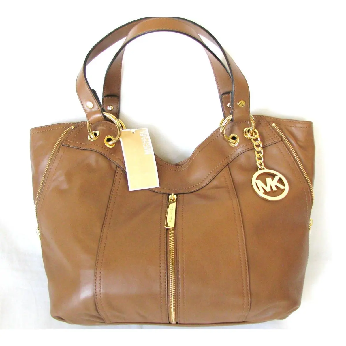 New-michael Kors MD Moxley Luggage Brown Leather Tote Purse Shoulder+hand Bag