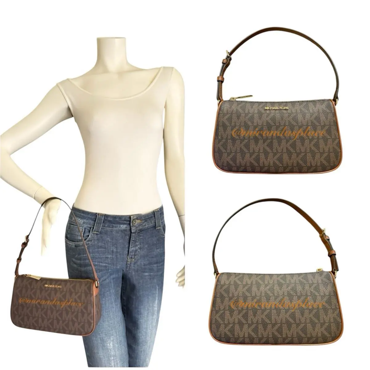 Michael Kors Jet Set Brown Luggage MD Pouchette Shoulder Bag