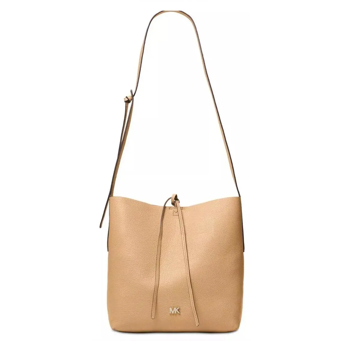 Michael Kors Junie Messenger Butternut Gold Leather Tie Snap Accent Bag Tote