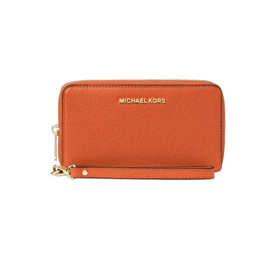 Michael Kors Mercer Wristlet Smartphone Pebbled Leather Zippered Wallet