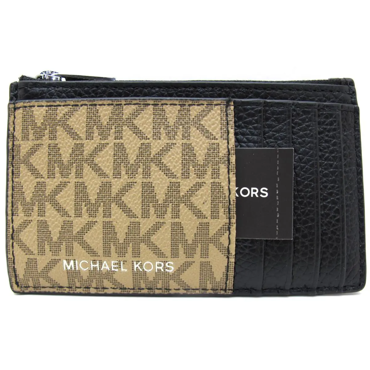 Michael Kors Cooper Slim Zip Credit Card Wallet Black/camel