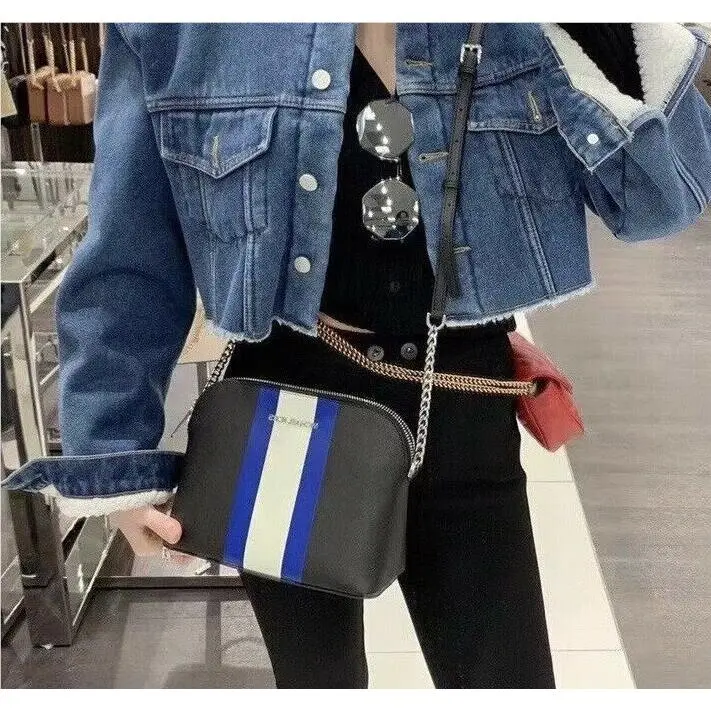 Michael Kors Cindy Striped Saffiano Leather Dome Crossbody