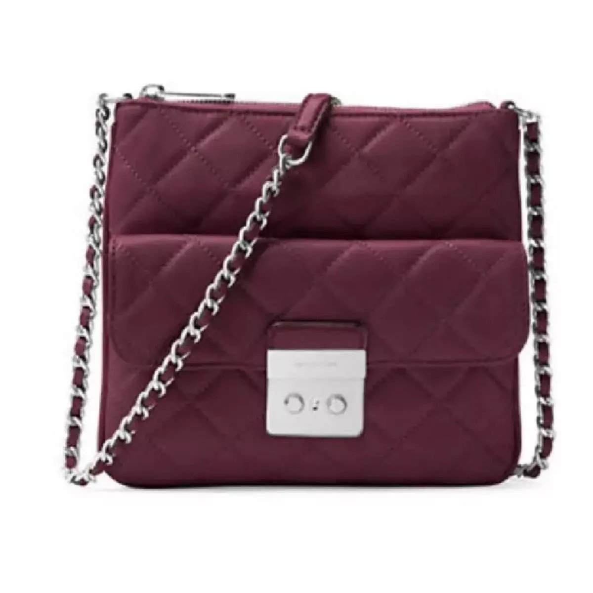 Michael Kors Sloan Medium Quilted Crossbody Plum 30f6aslm2l-633 - Exterior: Plum