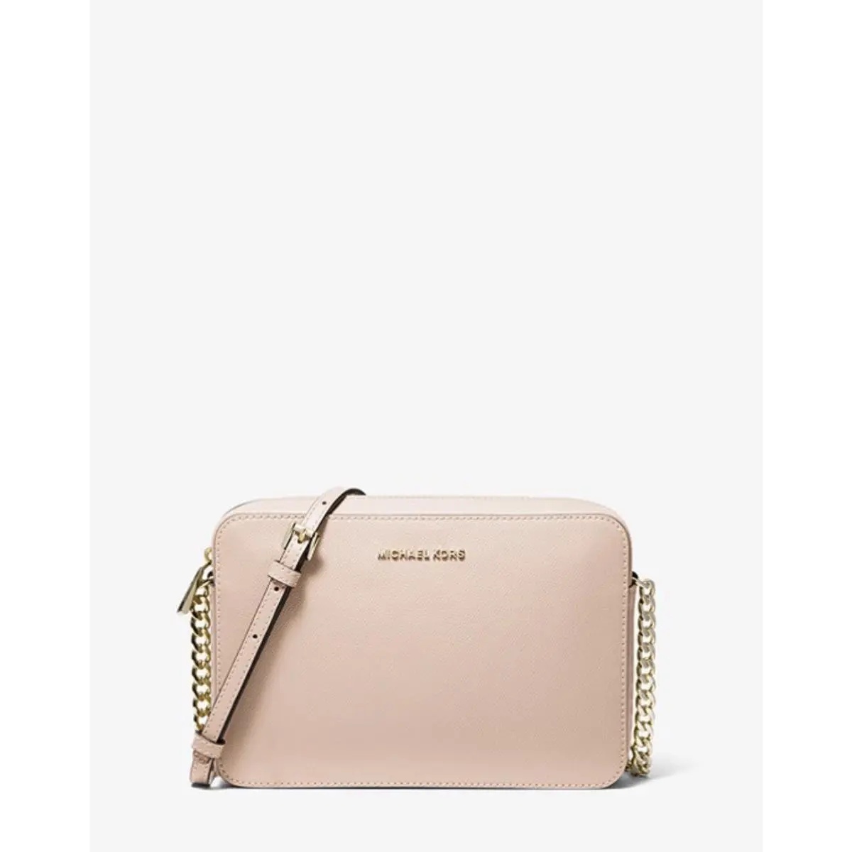 Michael Kors Jet Set East West Soft Pink Crossgrain Leather Crossbody Handbag