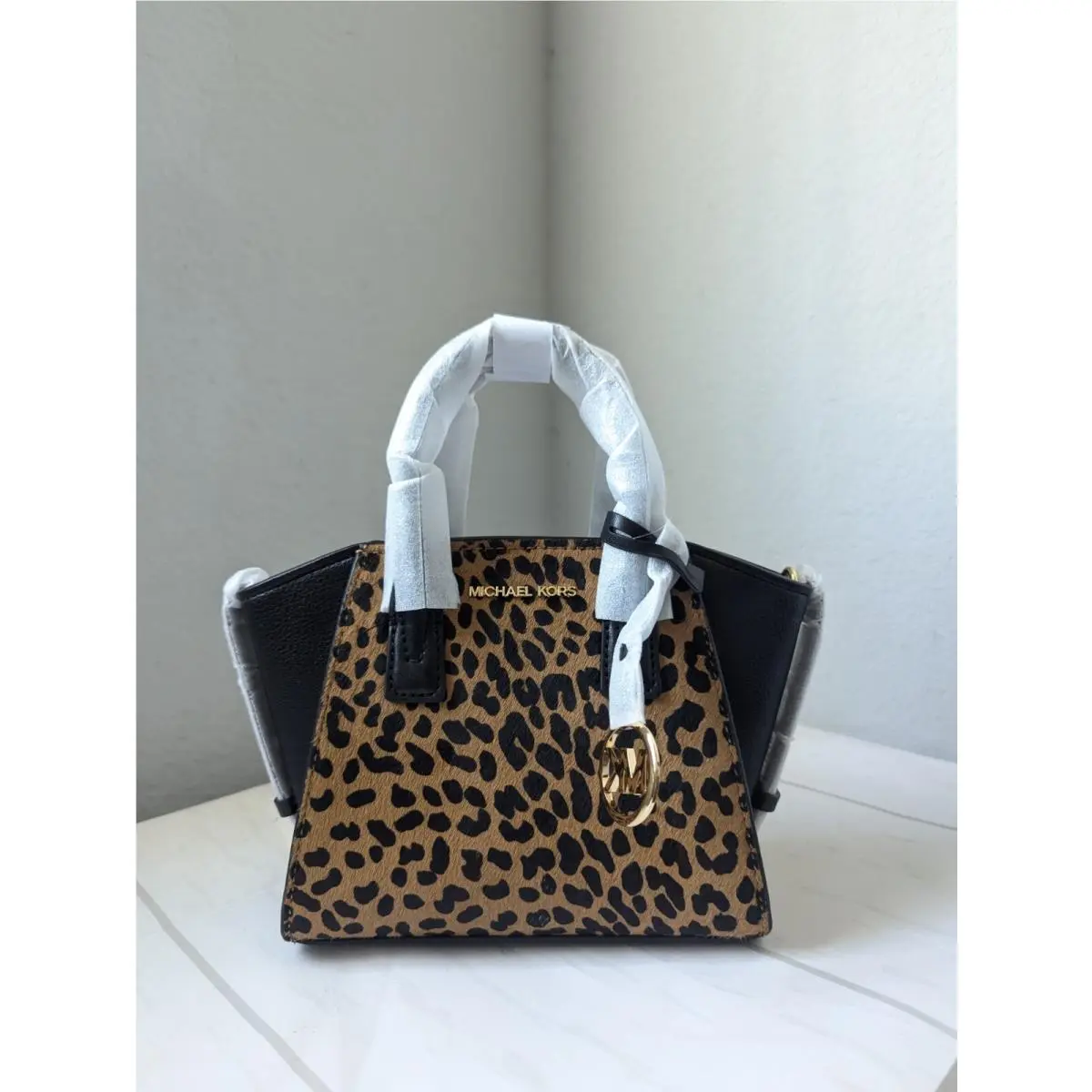 Michael Kors Avril Extra-small Cheetah Print Calf Hair and Leather Black