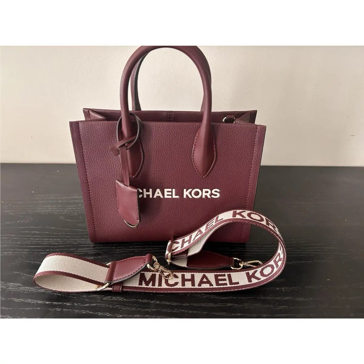 Michael Kors Mirella Small Oxblood Pebbled Leather