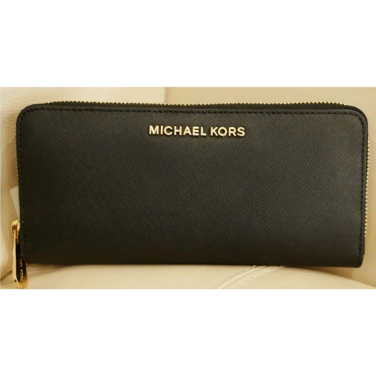 Michael Kors Black Wallet Jet Set Item Travel Zip Around Leather 38S9XTTZ3L
