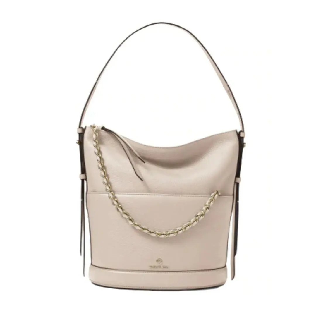 Michael Kors Reese Large Leather Shoulder Bag Light Sand