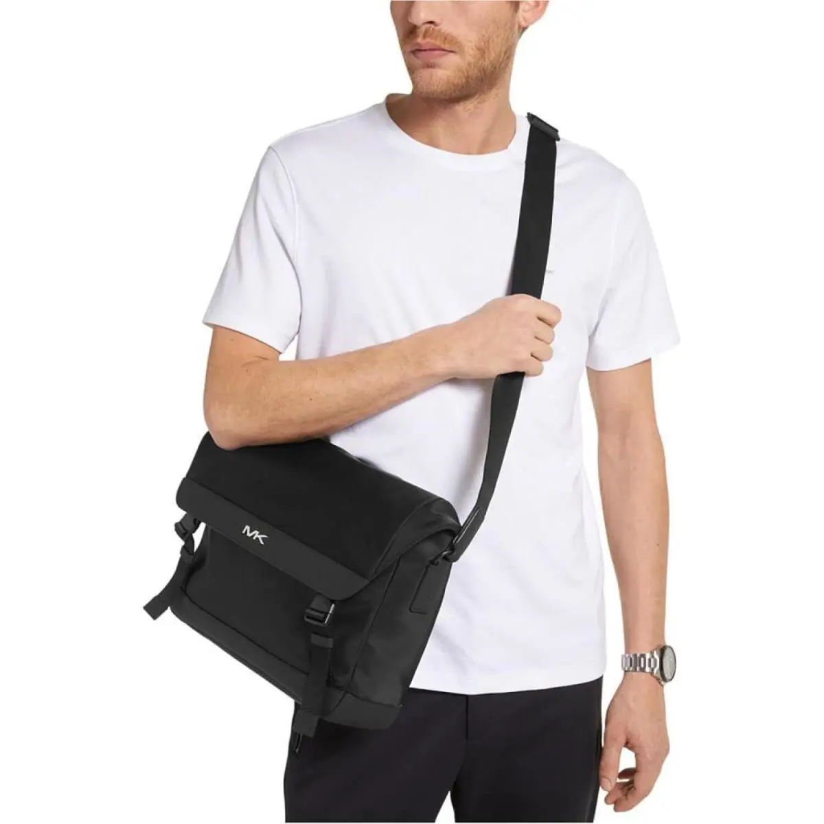 Michael Kors Men`s Malone Large Nylon Bike Bag Black L