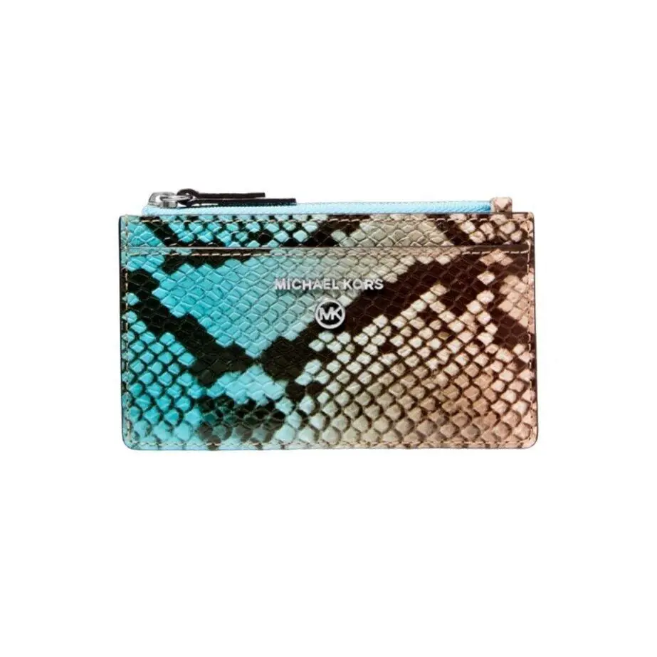 Michael Kors Womens Jet Set Charm Small Slim Card Case Ocean Blue Multi