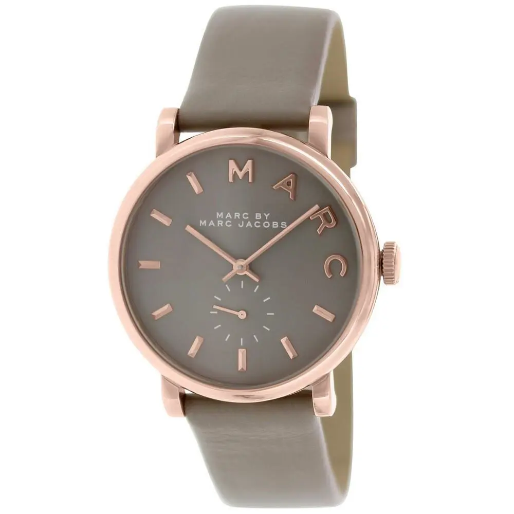 Marc Jacobs Women`s Gray Leather Analog Dial Quartz Wrist Watch MBM1266