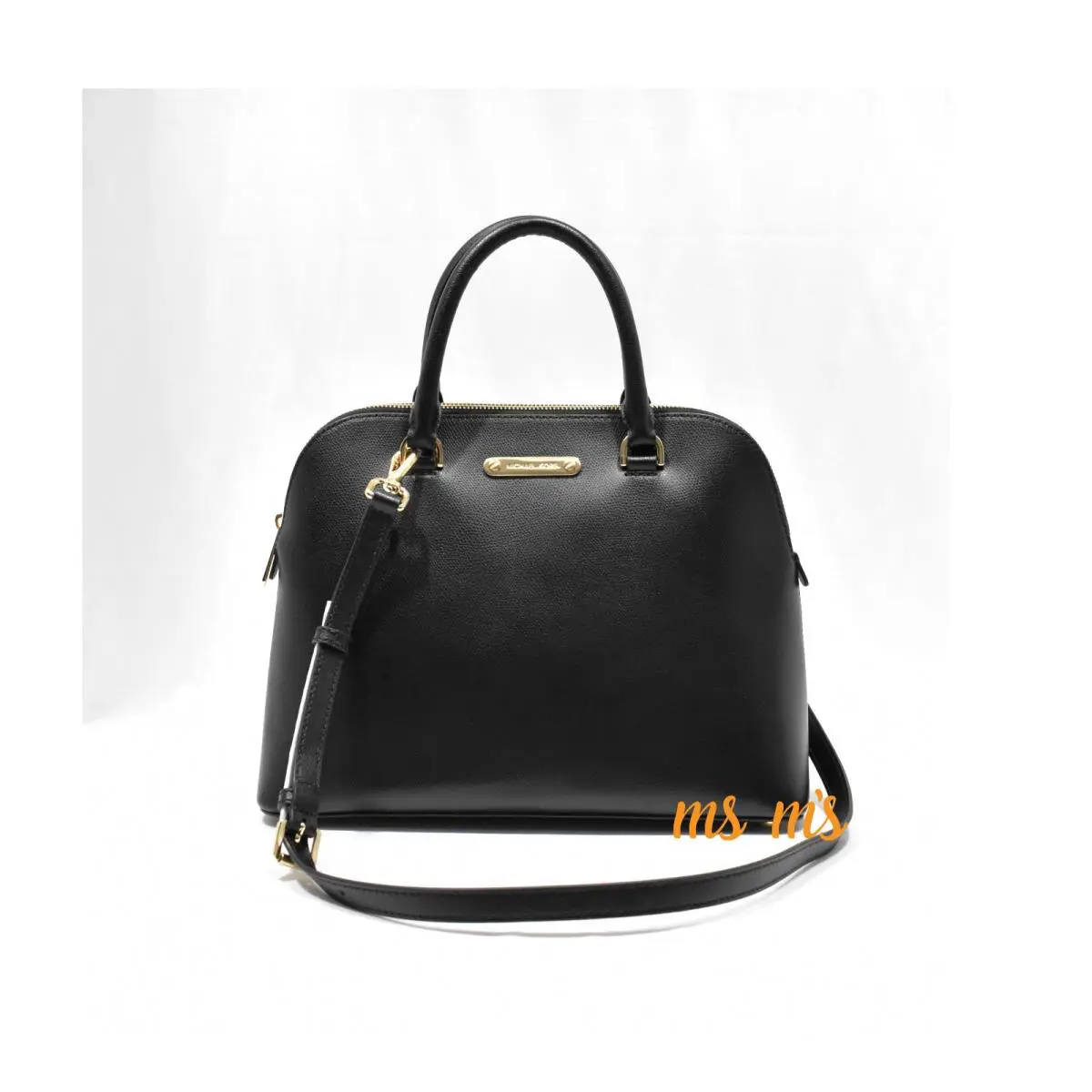 Michael Kors Emmy Large Dome Satchel Crossbody Black Top Zip Handbag