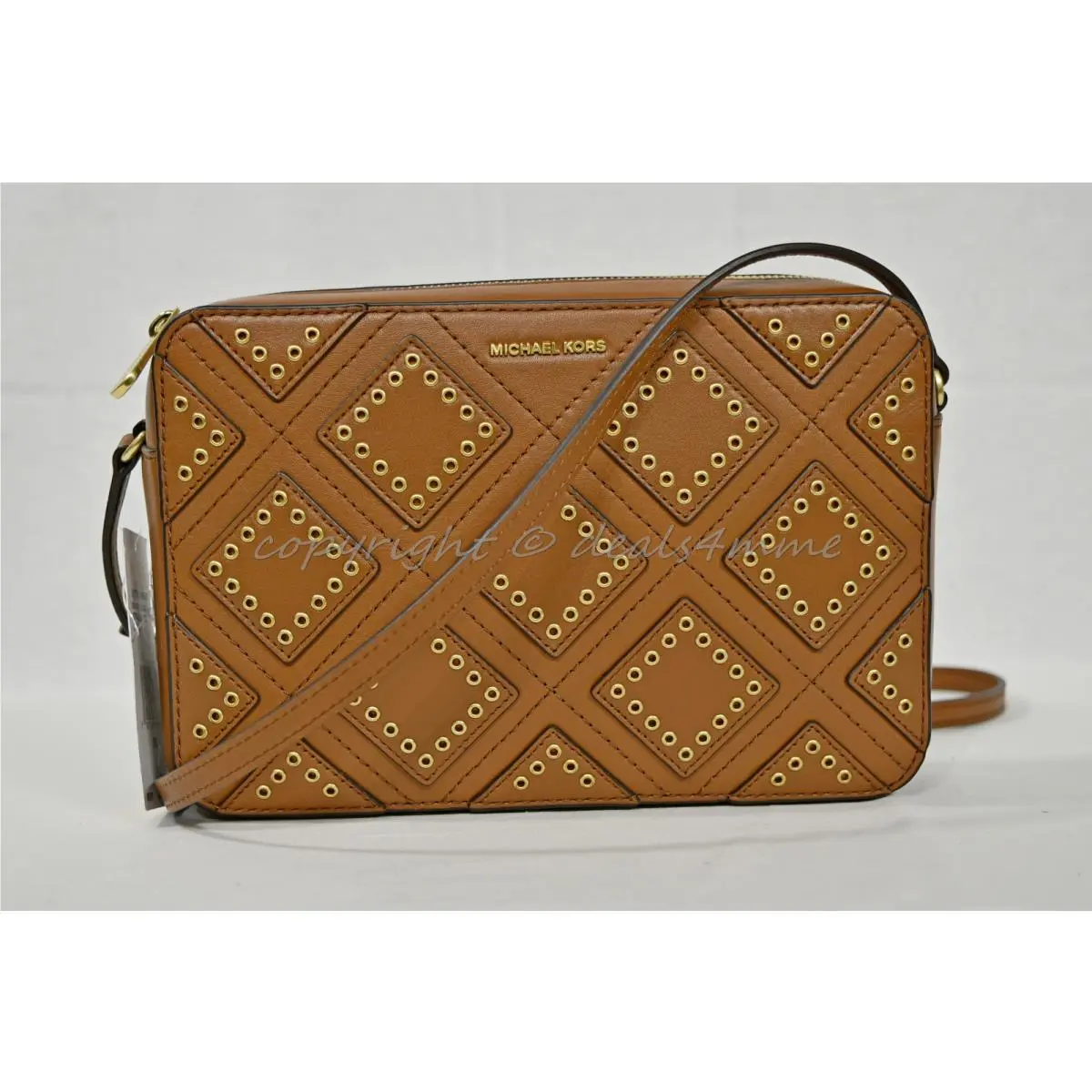 Michael Kors Diamond Grommet Jetset Travel Large East West Leather Crossbody Bag