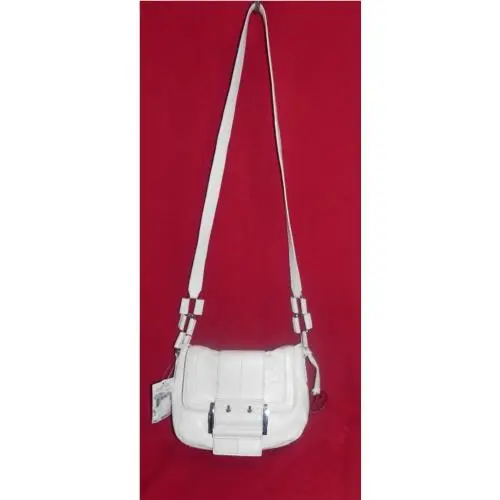 Michael Kors Camden Vanilla Leather Silver Buckle Messenger Shoulder Bag