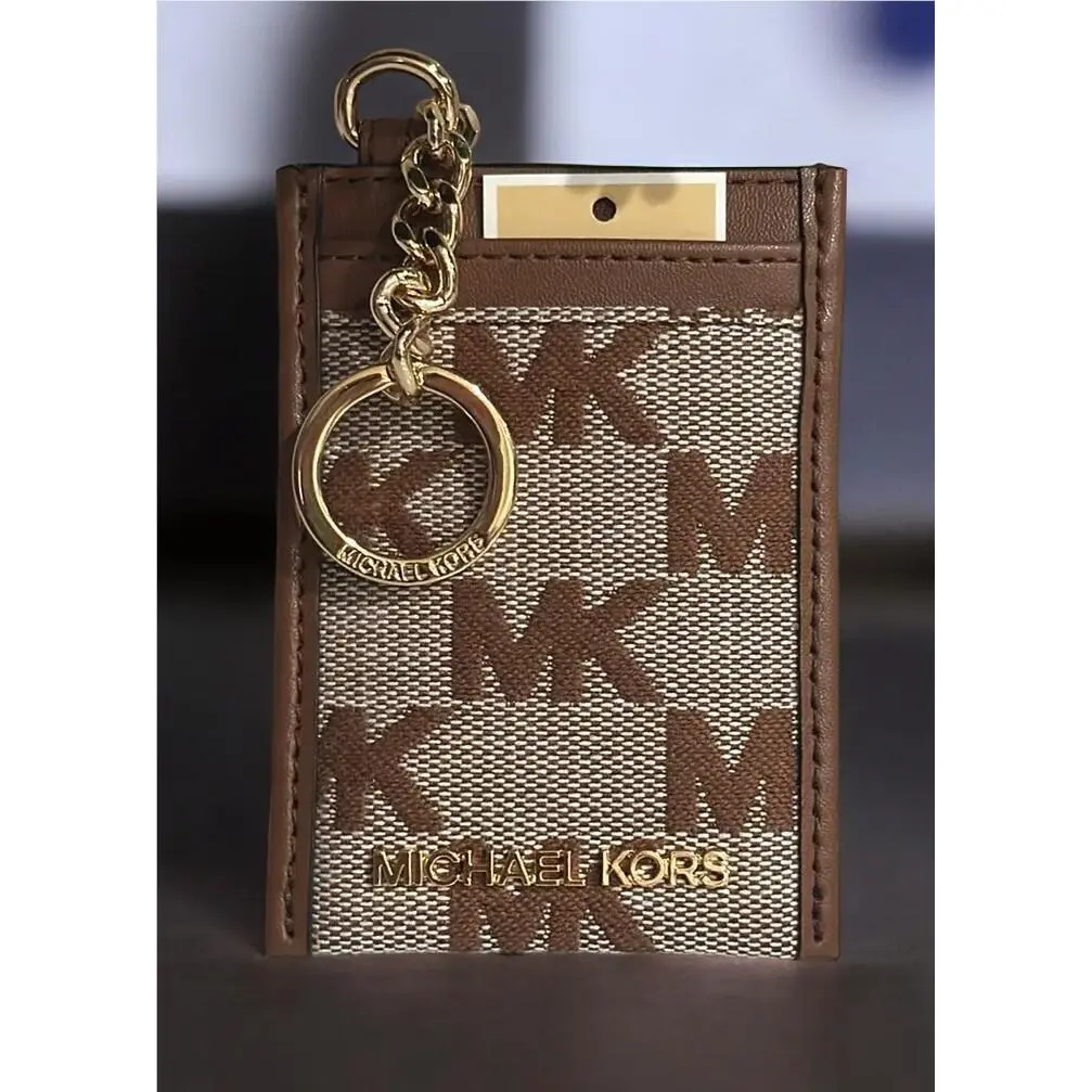 Jet Set Travel North South Chain Card Case Id Holder Wallet Tan by Michael Kors