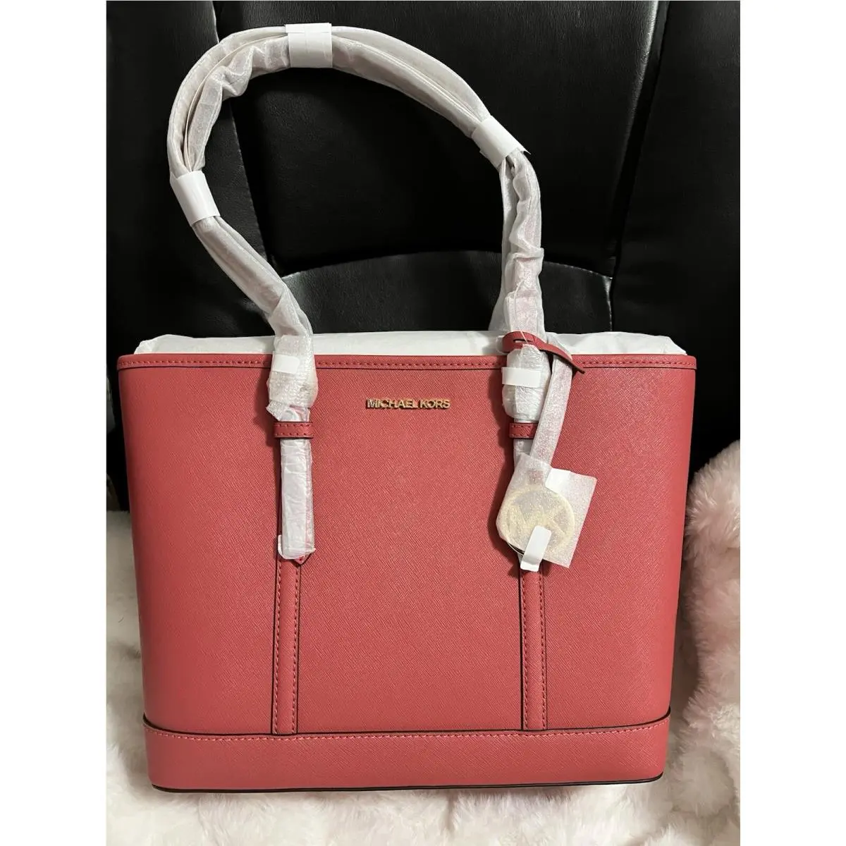 Jet Set Travel Small Saffiano Leather Top Zip Tote Bag - LT Bry Sbt by Michael Kors