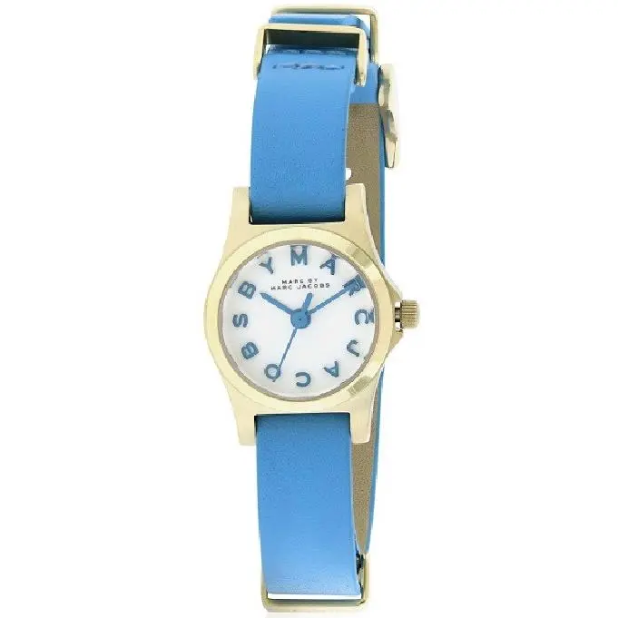 MBM1314 Women`s Henry Gold-tone Case Blue Leather Strap Watch by Marc Jacobs