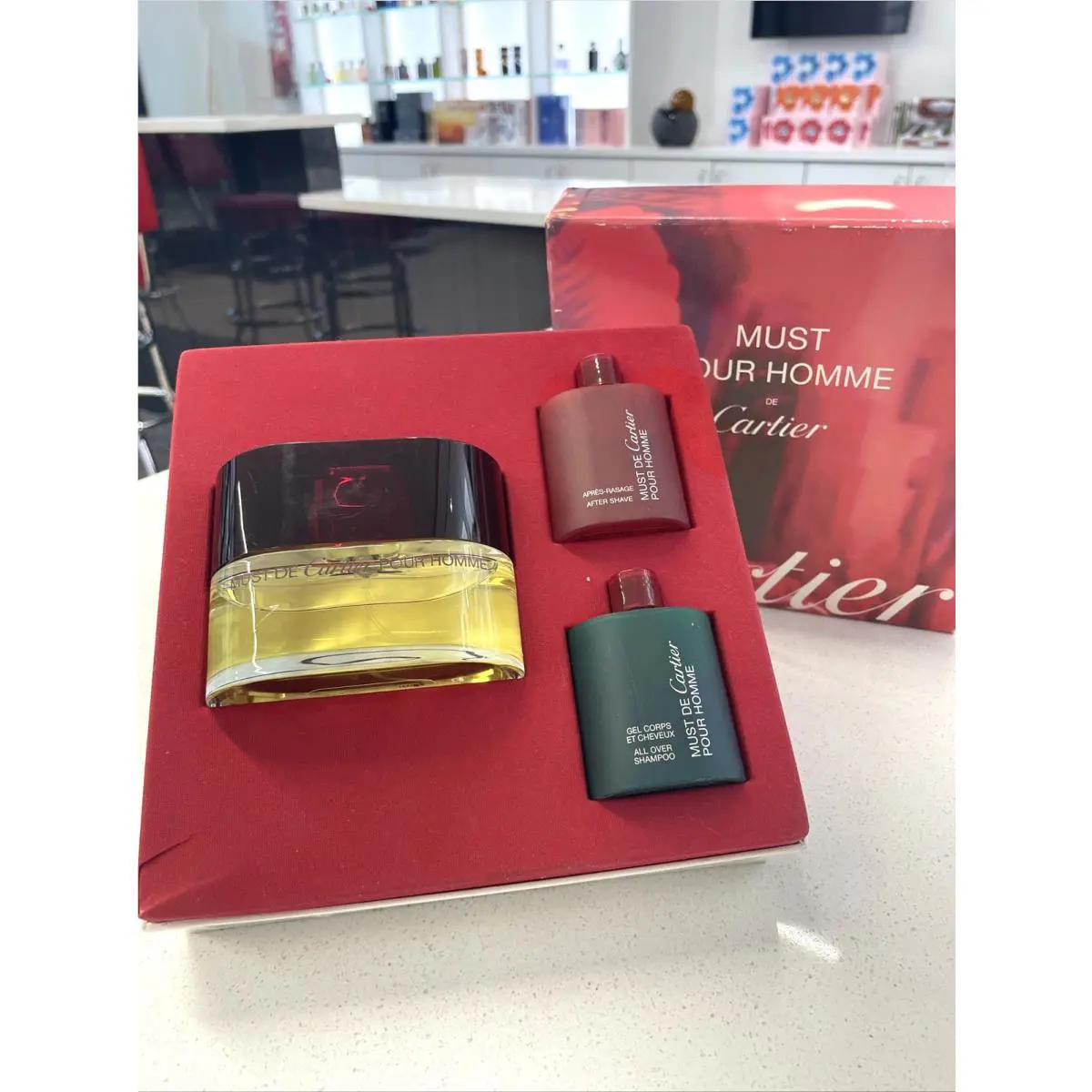 Must DE Cartier Pour Homme 3PC 3.4 OZ 100 ML Spray Edt+after Shave+shower Gel