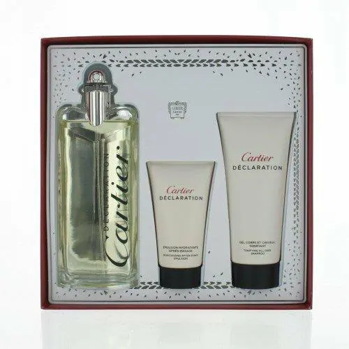 Declaration by Cartier 3 PC Set- 3.3 oz EDT+1.6 oz A/s Balm+3.3 oz S/g For Men