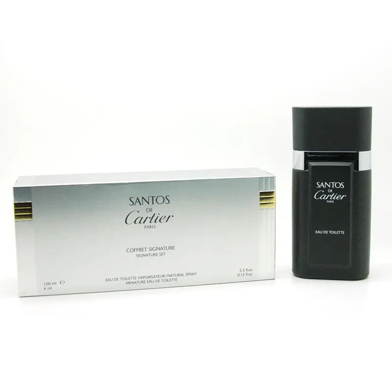 Santos by Cartier Signature Set Edt Spray 3.3 fl oz + 0. 13 fl oz Miniature Men