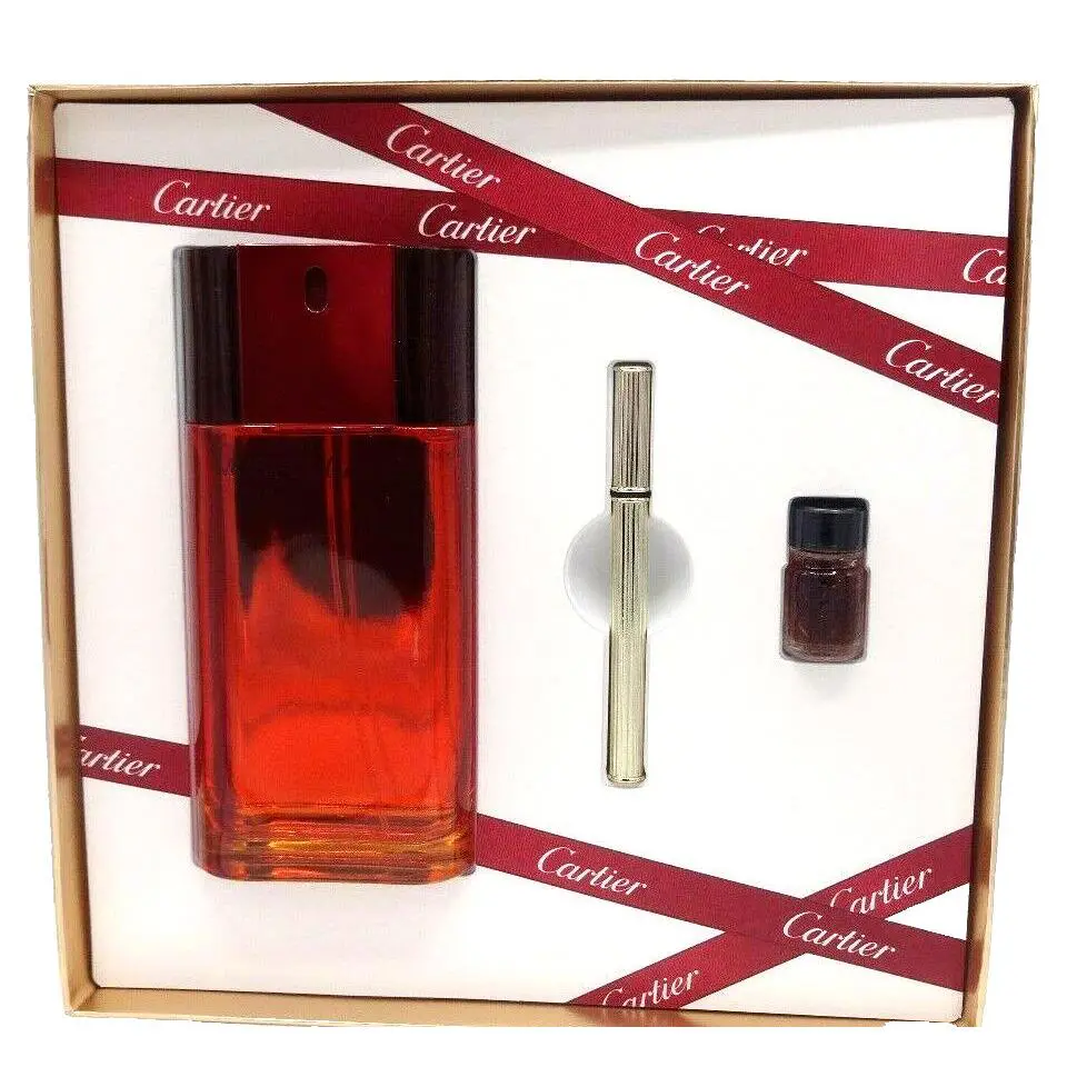 Cartier Must De Cartier Set 3pc`s 3.3oz Edt Spray + Rechageable Pen +2.5 mL Edt