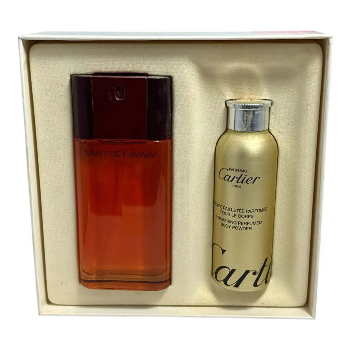 Must De Cartier 2-Piece Set Gift Eau De Toilette 1.6oz.-Body Powder 0.7oz