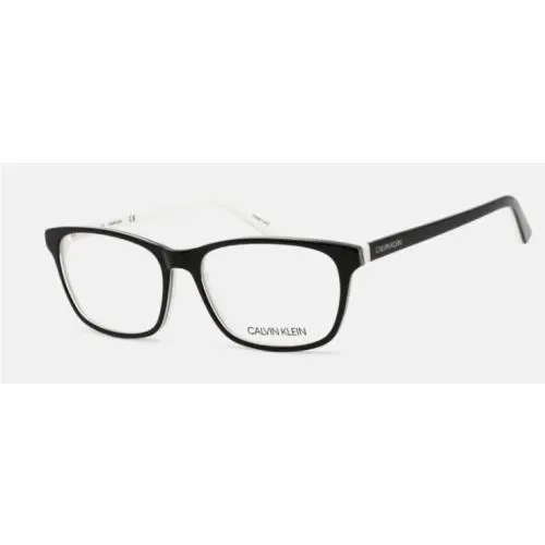 Calvin Klein Unisex Eyeglasses Black/white Acetate Rectangular Frame CK18515 002