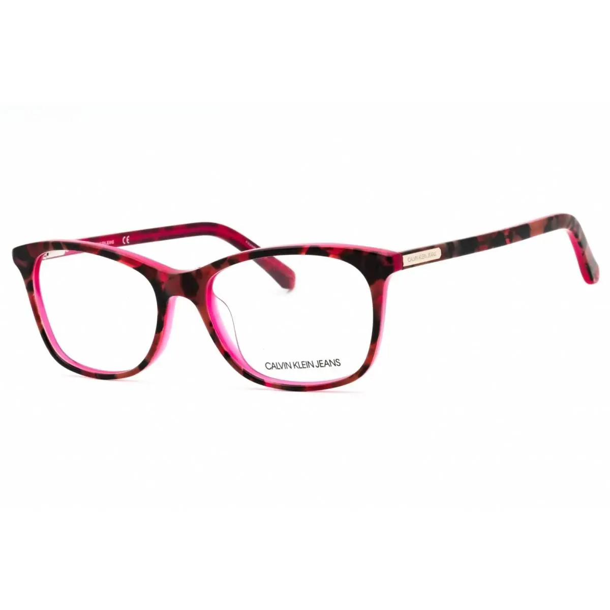 Calvin Klein Jeans Women`s Eyeglasses Pink Tortoise Rectangular Frame CKJ303 624