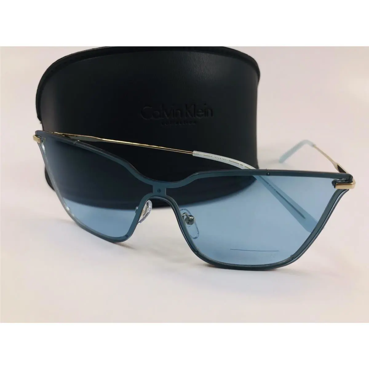 Calvin Klein CK18115S-448 Women`s Gold-tone Sunglasses Blue Lens