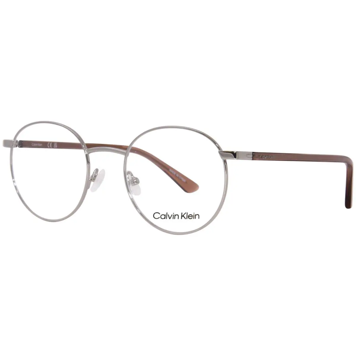 Calvin Klein CK23106 045 Eyeglasses Frame Silver Full Rim Round Shape 49mm