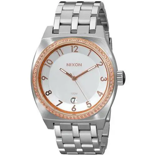 Nixon 40mm Monopoly Silver / Champagne Crystal Ladies Watch A325 1519-00