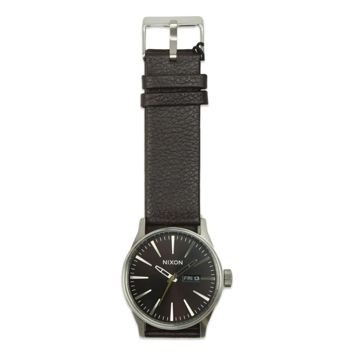 Mens Sentry Leather Watch Dark Cedar Dark Brown OS by Nixon