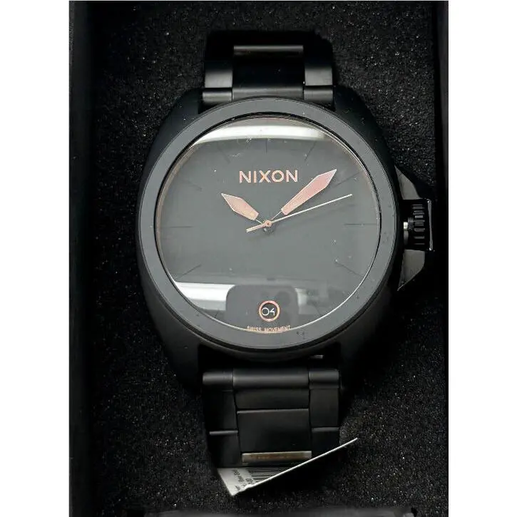 Anthem Matte Black Stainless Steel Men`s Swiss Quartz Watch A396957 by Nixon