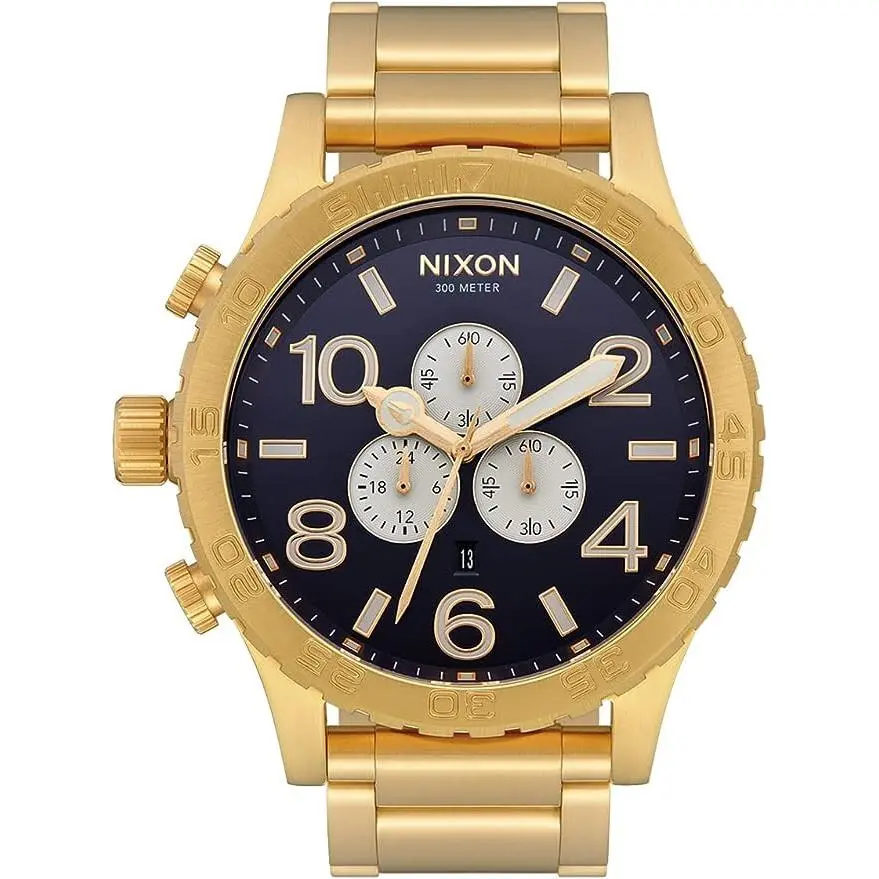 Mens  Gold Black Chrono Stainless Steel Dive Watch A083-2033-00 by Nixon