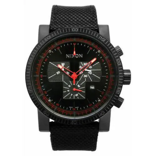 Nixon Chronograph Black Dial Titanium Textile Quartz Mens Watch A079-001