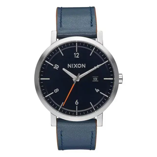 Nixon Rollo Analog Quartz Blue/orange Leather Mens Watch A945863-00 - Blue, Orange, Quartz