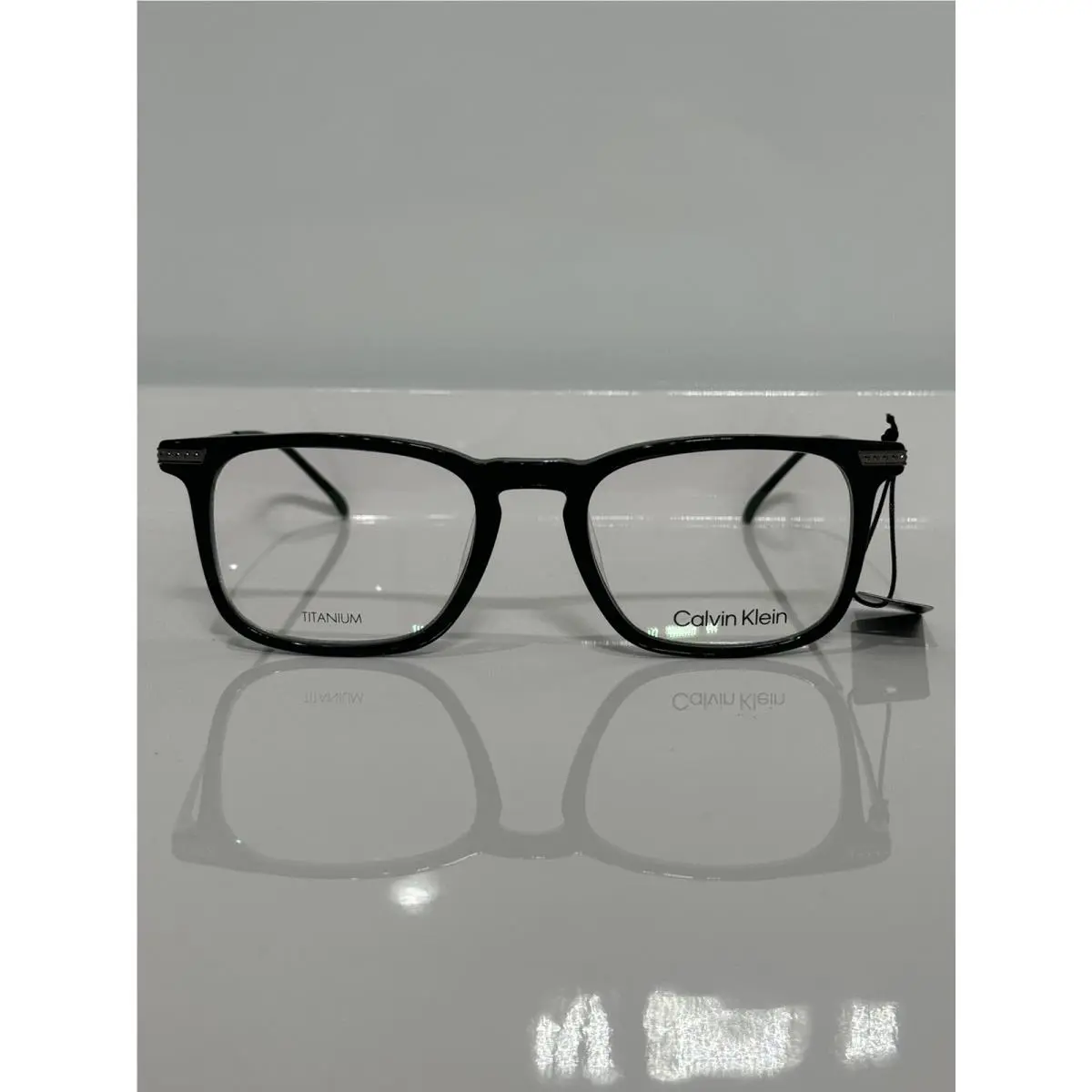 Calvin Klein 22526T 001 Black Rectangle Titanium Temples Eyeglasses 52mm