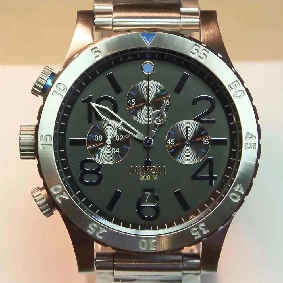 Nixon Watch Mens 48-20 Chrono Silver Blue A486-1529 Midnight GT