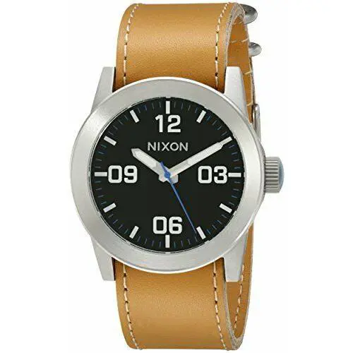 Nixon Private Black Dial Stainless Steel Leather Quartz Mens Watch A049-1602