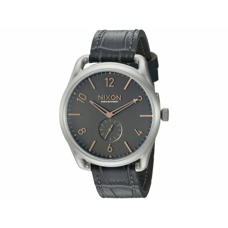 Nixon C45 Two-tone Dial SS Smoke Leather Quartz Men`s Watch A465-2145