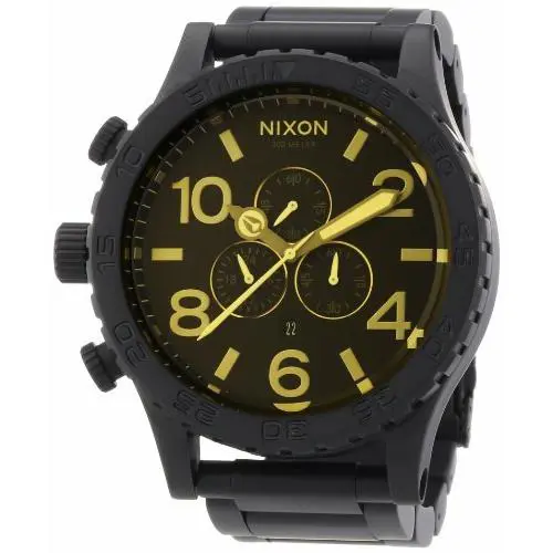 Nixon 51-30 All Black Dial SS Chronograph Quartz Men`s Watch A038-1354