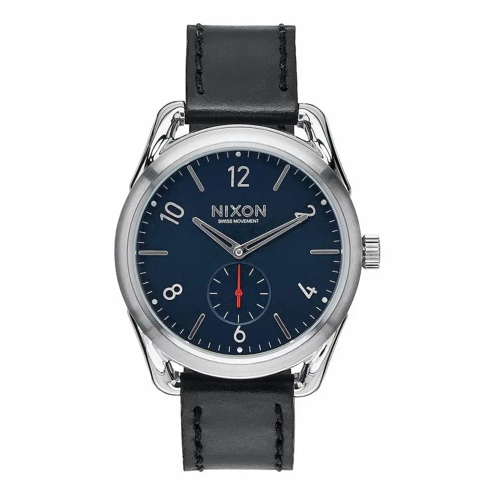 C39 Leather Blue Red Dial Black Leather Mens Watch A459-008-00 by Nixon